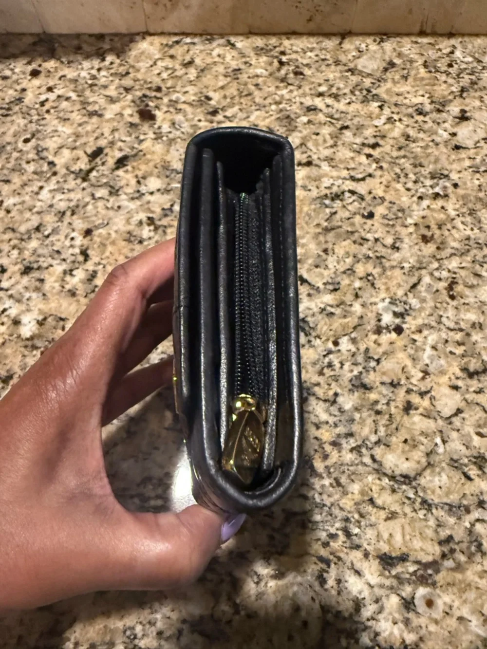 MCM Black Quilted Leather Clutch with Gold Accents - Picture 5 of 10